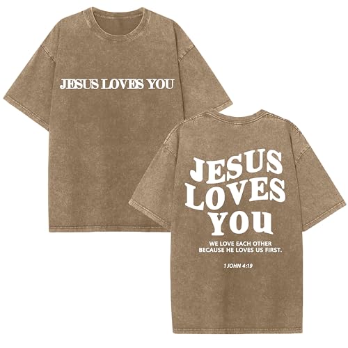 Christian Believer Faith God Religious T-Shirt Jesus Shirts for Women Men - color: Coffee Brownb, size: XX-Large