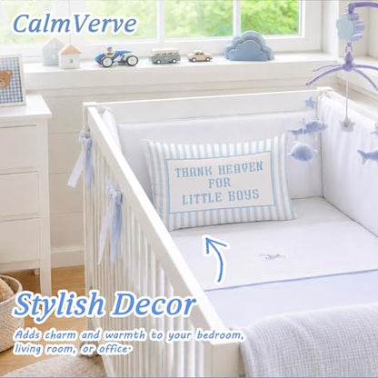 Blue Heaven for Little Boys 12x20 Pillow Cover Newborn Gifts - color: Thank Heaven for Little Boys-b-12x20