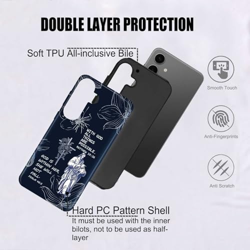 Christian Cross Faith Bible Verses Navy Blue Phone Case for Samsung Galaxy A17 5G, Shockproof Soft TPU & Hard PC Hybrid 2-Layer Protective Phone Cover for Women Girls - color: Navy Blue, size: Galaxy A17
