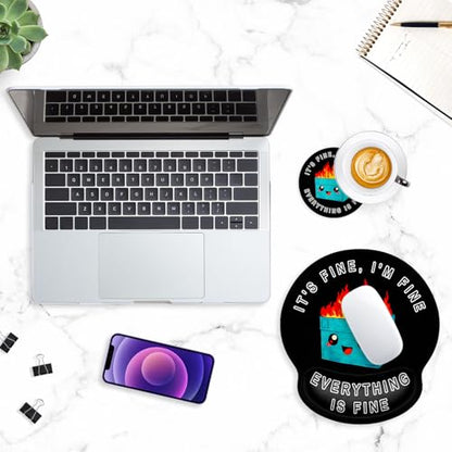 ITNRSIIET Ergonomic Mouse Pad with Wrist Support Wrist Rest Smooth Surface Non-Slip Rubber Base Comfortable Office Supplies Pain Relief, 9.8 x 9.1 inches, Cute Dumpster - color: Cute Dumpster