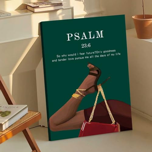 Black Women Wall Art Canvas Prints Green Bedroom Wall Decor, Bible Verse Framed Posters Girls Room Living Room Aesthetics Set of 3 (12x16 Inch) - color: Framed 12"x16" Green Scripture African American Art Set of 3