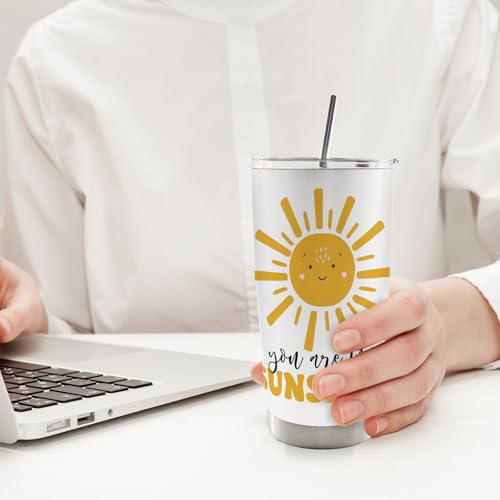You Are My Sunshine 20oz Travel Coffee Mug Tumbler, Kids Teen Gifts Tumbler, You Are My Sunshine Inspirational Gifts for Women Men, Cute Sun Water Stainless Steel Tumbler with Lid and Straw - color: mysunshine