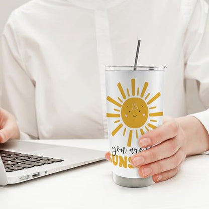 You Are My Sunshine 20oz Travel Coffee Mug Tumbler, Kids Teen Gifts Tumbler, You Are My Sunshine Inspirational Gifts for Women Men, Cute Sun Water Stainless Steel Tumbler with Lid and Straw - color: mysunshine