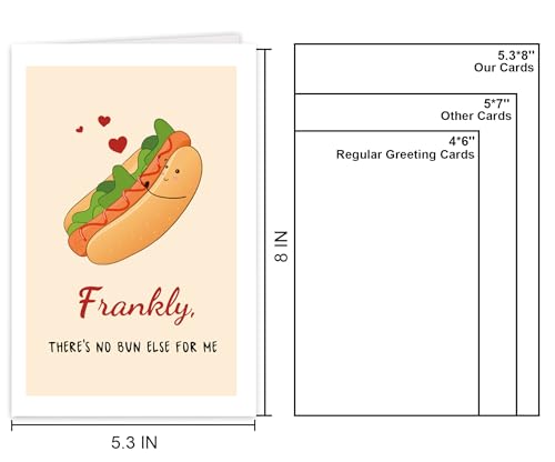 Funny Pun Anniversary Card for Husband Wife Boyfriend Girlfriend, Funny Hot Dog Love Cards, Cute Happy Birthday Card from Him Her. - color: #5