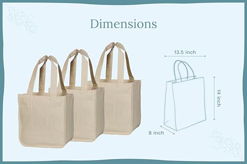 Best Canvas Grocery Shopping Bags - Cloth Grocery Tote Bags - Reusable Cotton Grocery Tote Bags with Bottle Sleeves - color: Off-white