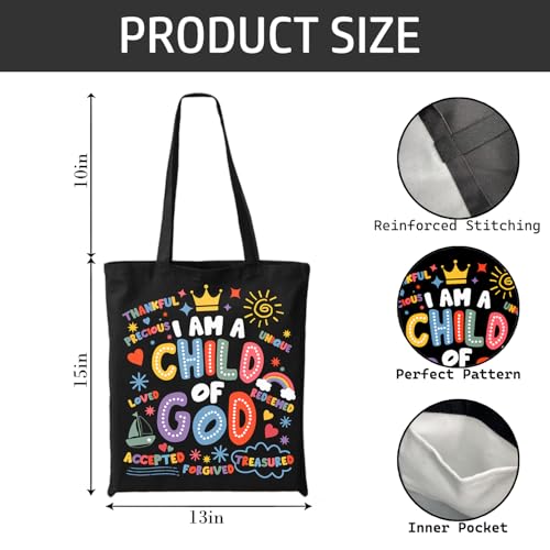 Chicimln Christian Goose Tote Bag, off to Praise the Lord Bible Verse Canvas Tote Bags - color: Black 02
