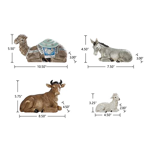 Glitzhome 12Pcs Deluxe Blue Resin Nativity Figurines Set Christmas Ornaments Xmas Tabletop Scenes Figures Set Collectibles Countertop Statue Miniatures Decorative Crafts Accessories 15.5" x 45.00" - size: 15.5 x 45.00 Inches