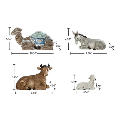 Glitzhome 12Pcs Deluxe Blue Resin Nativity Figurines Set Christmas Ornaments Xmas Tabletop Scenes Figures Set Collectibles Countertop Statue Miniatures Decorative Crafts Accessories 15.5" x 45.00" - size: 15.5 x 45.00 Inches