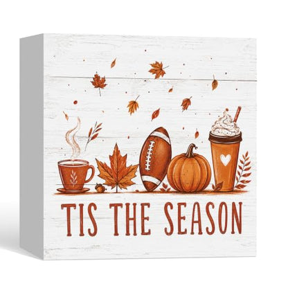 Rustic Fall Pumpkin Decor Wooden Box Sign - color: Fall-16