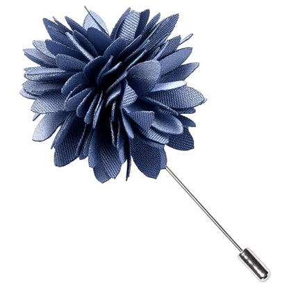 Branduce 3.15"（8cm） Mens Tie and Lapel Pin Solid Necktie Handkerchief Tie Clip Set for Men - color: Dusty Blue