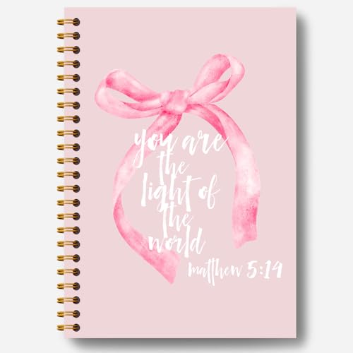 Coquette Pink Bow Christian Notebook, Inspirational Christian Journals for Women, Church Notes Journal, Prayer Journal for Woman, Bible Journaling Hardcover Spiral Notebook 5.5x8.3 Inch - color: Section 2