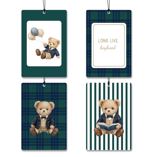 4 Pcs Car Air Fresheners,Teddy Bear Preppy Car Accessories with Quotes - color: bear