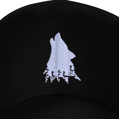 Embroidered Baseball Cap for Women Men Adjustable Baseball Hat Black Baseball Cap Trucker Hat - color: Wolf Tree