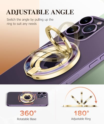 GVIEWIN Magnetic Phone Ring Holder, Compatible with MagSafe Phone Grip - color: Quicksand/Purple