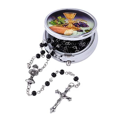 Needzo Boys Black Bread of Life First Communion Rosary with Case Gift Set, 18 Inch