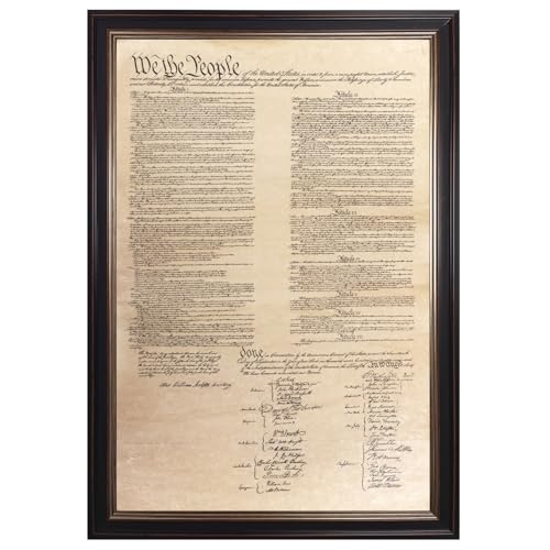Black Framed Vintage United States Constitution Canvas Wall Art We the People U.S Historic Document Poster Print Antique American History Painting Picture Artwork Home Office Decor 16x20inch - color: Constitution - Black Frame, size: 16"L x 20"W