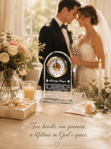 Wedding Gifts for Couples 2026, Unique Marriage Prayer Glass Desk Clock - color: Marriage Prayer