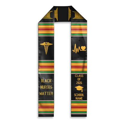 MDPrints Global Kente Graduation Sash 2026, Black Girl Magic Graduation Sash 2026, Class of 2026 Graduation Gift - color: Kente Dk03