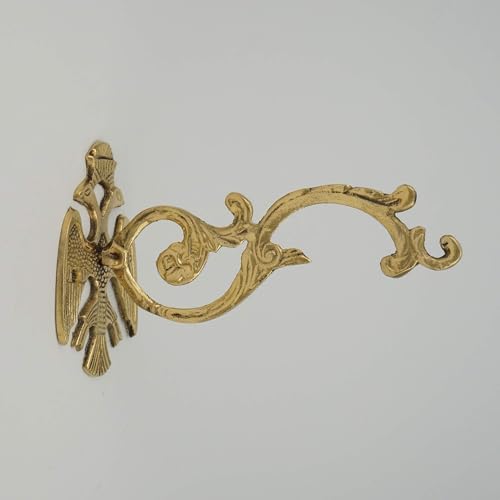 BlessedMart Byzantine Wall Mount Bracket for Orthodox Vigil Lamps 17cm (6.69″) - Metal Hook Holder for Vigil Lamps with Double-Headed Eagle Design