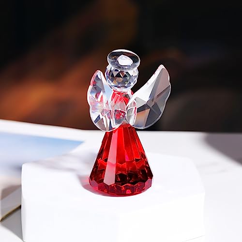 YWHL Red Crystal Guardian Angel Gift for Women, Christmas Angel Figurine - color: Red