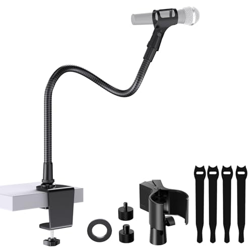 19“ Gooseneck Microphone Stand for Desk, Heavy-Duty Clamp, Easy Clamp-On - size: Heavy-Duty Clamp