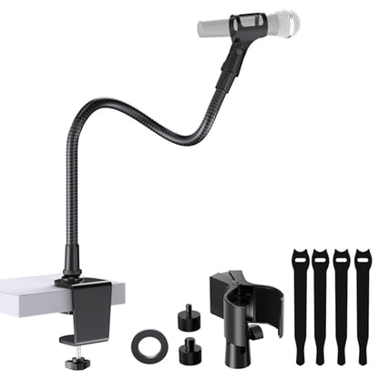 19“ Gooseneck Microphone Stand for Desk, Heavy-Duty Clamp, Easy Clamp-On - size: Heavy-Duty Clamp