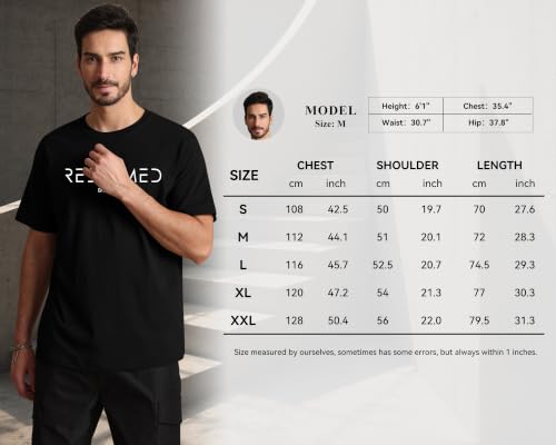 Aiyino Men's Redeemed Christian T-Shirt Graphic Tee 100% Cotton - color: Black, size: X-Large