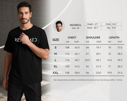 Aiyino Men's Redeemed Christian T-Shirt Graphic Tee 100% Cotton - color: Black, size: XX-Large