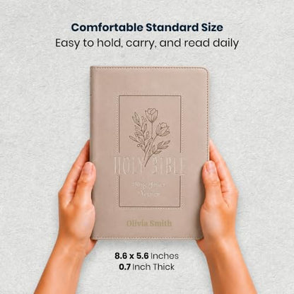 Personalized KJV Small Print Bible for Adult, Name Engraved, Standard Size - color: Taupe