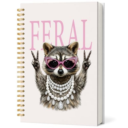 Glam Raccoon Feral Notebook Journal for Women Teen Girls Gifts - color: Raccoon Glam