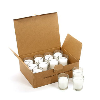 Hosley 48 Pack White Unscented Votive Candles, Clear Glass, Hand-Poured Wax, Bulk Wedding & Party Candles for Gifts, Tables, Aromatherapy & Holidays Party Weddings Birthdays (White) - color: White, size: 48 Pack