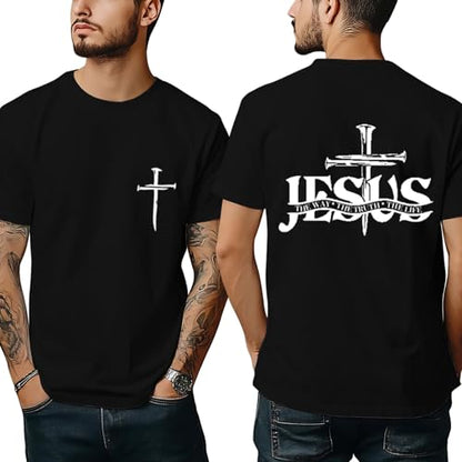 Christian Shirts for Men：Faith Cross Printed T-Shirts Christian Jesus Faith Shirts Holy Bible Tees - color: Black2, size: Small