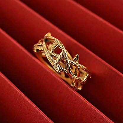 HZMAN Jesus Crown of Thorns Ring for Men Stainless Steel Pinky Ring - color: Gold