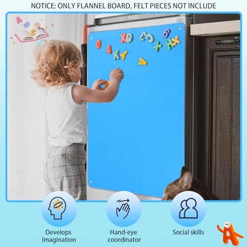 Poen 2 Pcs 41 x 29 Inch Felt Board Toddlers Flannel Board Stories Felt Stories Activities Play Kits for Preschool Classroom Wall Hanging Boys Girls Birthday Gifts Homeschooling Activity, Blue, Black