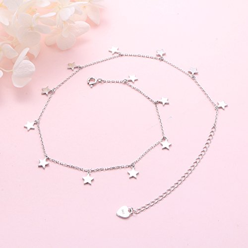 DAOCHONG Women S925 Sterling Silver Disc Statement Choker Necklace - style: Lucky Stars