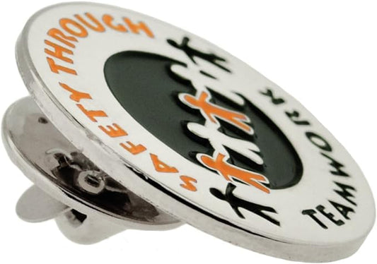 PinMart Teamwork Employee Recognition Award Enamel Lapel Pin - color: Safety Through Teamwork Nickel Plated, size: 25 Pack