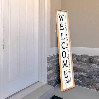 RLWangChao Welcome-ish Sign for Front Porch Standing, 45"X9", Wood White - color: Wood White Sign