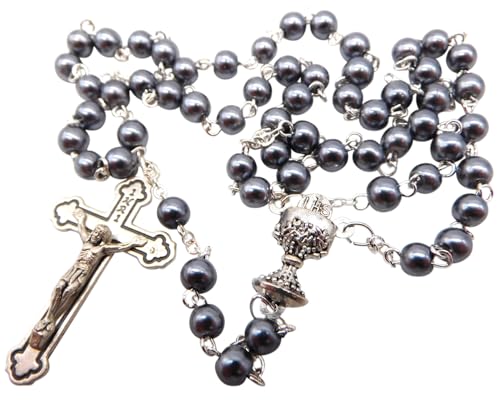Westmon Works First Holy Communion Rosary Beads with Metal Crucifix & Center for Him Deluxe Set with Gift Bag