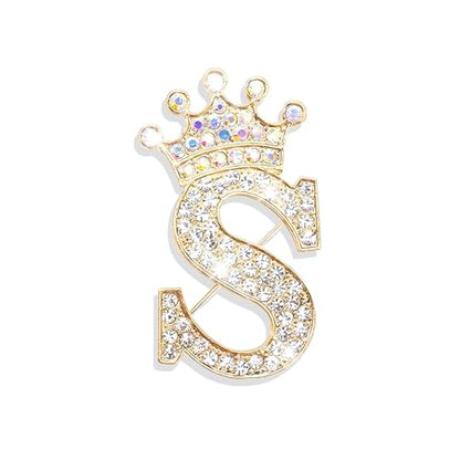 Brooches and Pins for Women A-Z Letter Rhinestone Brooch Pin Jewelry Gifts - color: B5
