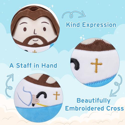 Jesus Plush Pillow Religious Gift - Christian Plush Toy Divine Inspiration Beautiful Cross Embroidery, Jesus Stuffed Christmas - style: Crutch Jesus Blue