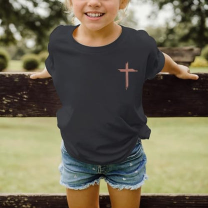 Jesus Shirt for Girls Christian Faith Tshirts Kids Cute Bible Verse Graphic Tees Inspirational God Religious Clothes - color: Deep Gray, size: 9-10 Years