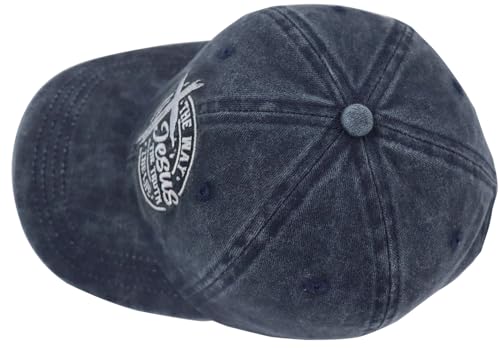 The Way The Truth The Life Baseball Cap for Men Women, Adjustable Cotton Embroidered Christian Jesus Hat - color: Navy