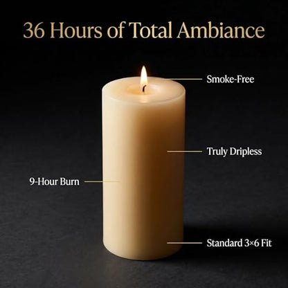 Unscented Pillar Candles - Set of 4 Ivory Candles - 3x6 Slow Burning Candles for Weddings & Table Centerpieces - Large Pillar Candles, PARNOO - color: Ivory