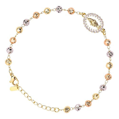Rosary Cross Bracelet for Women, Gold Virgin Mary Rosary Beads Catholic Bracelet - style: rosary