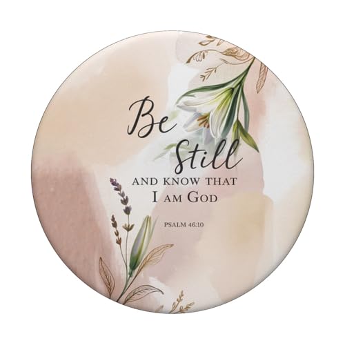 Be Still Bible Verse Christian Quote Minimalist Floral PopSockets Adhesive PopGrip - style: Adhesive PopGrip