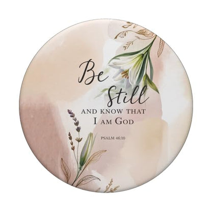 Be Still Bible Verse Christian Quote Minimalist Floral PopSockets Adhesive PopGrip - style: Adhesive PopGrip