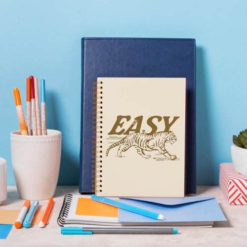 Vintage Journal Notebooks, Easy Tiger Notebook Journal, Journaling Notebooks for Women Work Office School Supplies, Gifts for Women, Spiral Notebook 5.5x8.3 - color: Easy Tiger