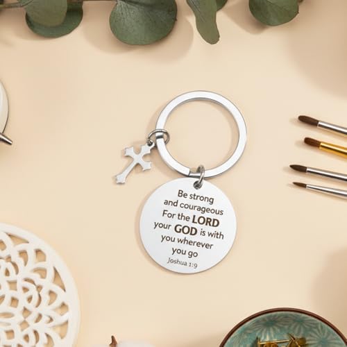 Bible Verse Keychain Christian Gifts Spiritual for Men Women Religious Catholic Gifts Faith Based Keychain Joshua 1 9 Inspirational Gift Christmas Birthday Valentines Day Fathers Day Gift Key Ring