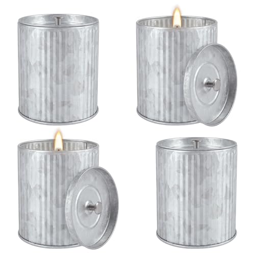 4Pack Citronella Candles Outdoor Indoor, 4oz Silver Canned Candle - color: 4Pack1 Silver-white
