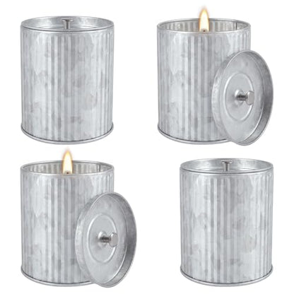 4Pack Citronella Candles Outdoor Indoor, 4oz Silver Canned Candle - color: 4Pack1 Silver-white